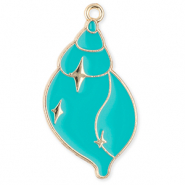 Breloques en métal coquillage Doré-turquoise