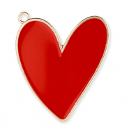 Breloques en métal coeur Doré-rouge