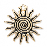 Breloques en métal soleil avec spirale Doré-noir