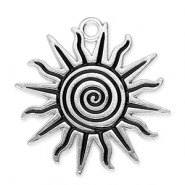 Breloques en métal soleil avec spirale Argenté-noir
