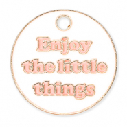 Breloques en métal "Enjoy the little things" Doré-blanc-rose clair