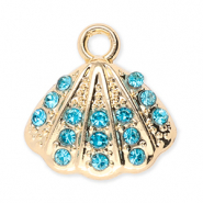 Breloques en métal coquillage avec strass Doré-bleu