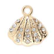 Breloques en métal coquillage avec strass Doré-transparent
