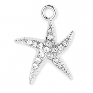 Breloques en métal étoile de mer avec strass Argenté-transparent