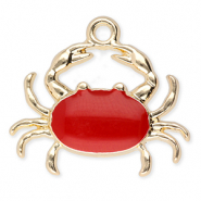Breloques en métal crabe Doré-rouge