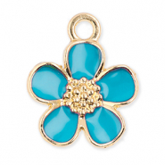 Breloques en métal fleur Doré-bleu