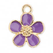 Breloques en métal fleur Doré-violet