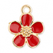 Breloques en métal fleur Doré-rouge