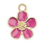 Breloques en métal fleur Doré-rose foncé