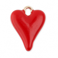 Breloques en métal coeur Doré-rouge