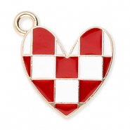Breloques en métal coeur avec cubes Doré-rouge-blanc