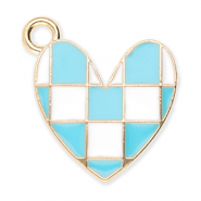 Breloques en métal coeur avec cubes Doré-bleu-blanc