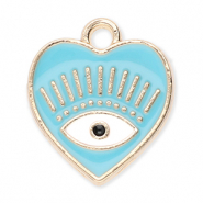 Breloques en métal coeur Oeil porte-bonheur Doré-bleu-blanc