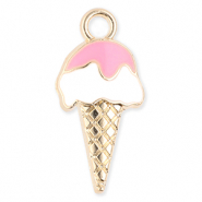 Breloques en métal sucette de glace Doré-blanc-rose clair