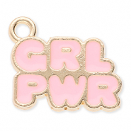Breloques en métal "Grl pwr" Doré-rose clair