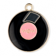 Breloques en métal LP "Wow" Doré-noir-rose
