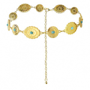 Chaînes de taille bohème Doré-turquoise