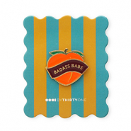 BY31® Pin "Badass babe" sur la carte Bleu sarcelle-orange brûlée-rose saumon-bordeaux-doré
