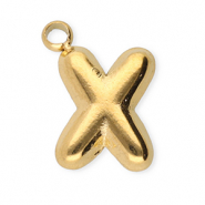 Breloques en acier Inox lettre X Dor&eacute;