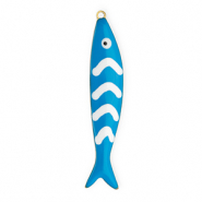 Breloques en acier Inox poisson Doré-bleu-blanc