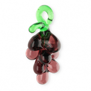 Breloques en verre à la main raisins Rouge vin de baies transparent-vert transparent