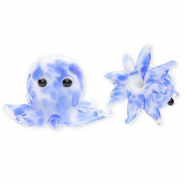 Perles en verre &agrave; la main pieuvre Bleu-blanc