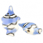 Perles en céramique poisson clown Bleu-blanc cassé-noir