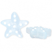 Perles en verre &agrave; la main &eacute;toile de mer Bleu clair transparent-blanc