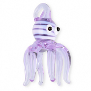 Breloques en verre peintes à la main pieuvre Violet clair transparent