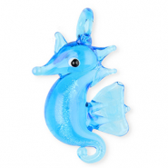Breloques en verre peintes à la main hippocampe Bleu