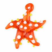Breloques en verre peintes à la main étoile de mer Orange-blanc-jaune