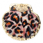 Pendentifs coquillage specials coquille Saint-Jacques léopard Noir-orange-doré