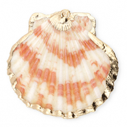 Pendentifs coquillage specials coquille Saint-Jacques Rose foncé-doré