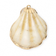 Pendentifs coquillage specials coquille Saint-Jacques avec 5 anneaux Beige clair-doré