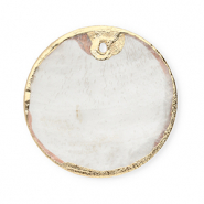 Pendentifs coquillage specials rond Blanc cassé-doré