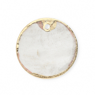 Pendentifs coquillage specials rond Blanc cassé-doré