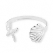 Bracelets en acier Inox jonc coquille & étoile de mer Argenté
