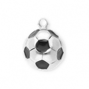 Breloques en acier Inox football Argenté-noir