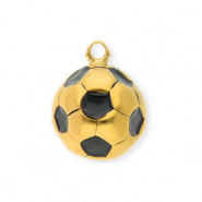 Breloques en acier Inox football Doré-noir