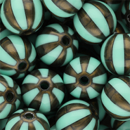 DQ® Perles acryliques 16 mm avec rayées Vert turquoise-marron doré