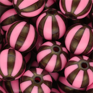 DQ® Perles acryliques 16 mm avec rayées Rose-marron doré