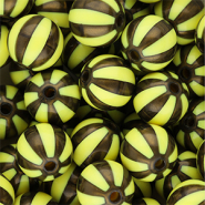 DQ® Perles acryliques 12 mm avec rayées Jaune-marron doré