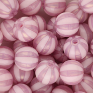 DQ® Perles acryliques 12 mm avec rayées Rose vintage