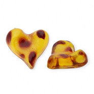 Cabochons acryliques coeur avec imprimé léopard Marron ambre