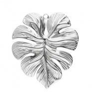 Breloques en acier Inox feuille Argenté
