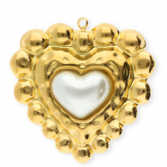Breloques en acier Inox coeur Doré-blanc