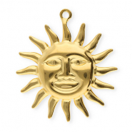 Breloques en acier Inox soleil avec visage Doré