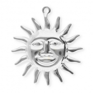 Breloques en acier Inox soleil avec visage Argenté