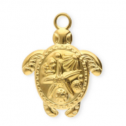 Breloques en acier Inox tortue avec étoile de mer Doré