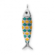 Breloques en acier Inox poisson Argenté-vert pétrole-orange-noir